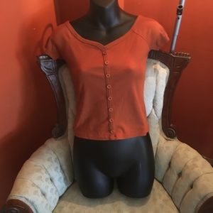 vintage brown cropped top belly shirt small